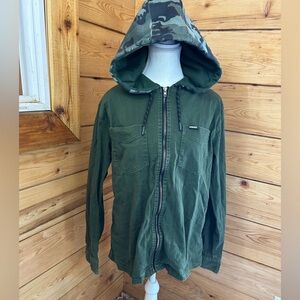 Tony Hawk Olive‎ Green Zip-Up Jacket with Camouflage Hood